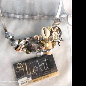 NWT OOAK NuArt NURIT NISKALA Ocean / Beach Theme Chocker Necklace Seashells Fish
